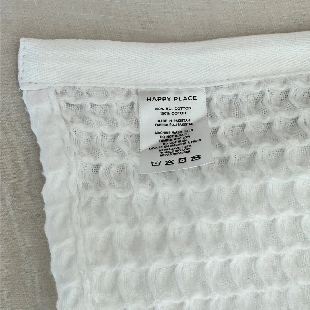 NWT Happy Place Organic Weightless Waffle Hand Towel